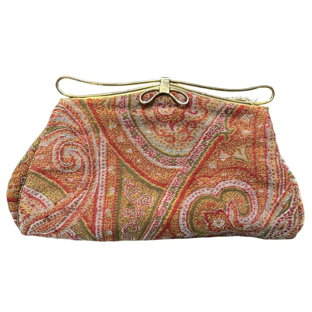 Vintage Wool Tapestry Clutch Bag